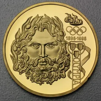 Weltweiter Versand Goldmünze 1000 Schilling "Zeus" 1995 (PP) 100 Jahre Olympische Bewegung (Österreich)