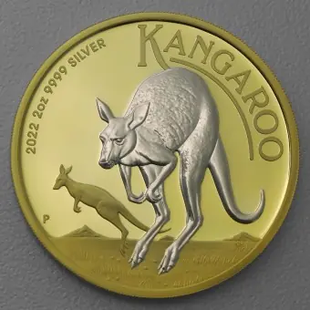 Silbermünze 2oz "Känguru" 2022 (Reverse vergoldet) (Australien) Gleich Bestellen