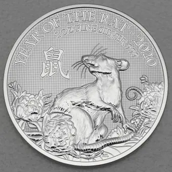 Abverkauf Silbermünze 1oz "Ratte" 2020 Lunar – Year of the Rat (Großbritannien)