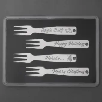 Wochenendangebot Gourmet-Gabel 4er-Set "Weihnachten" 925er Ag