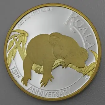 Silbermünze 3oz "Koala" 2022 (vergoldet) 15th Anniversary (Australien) Saisonangebot