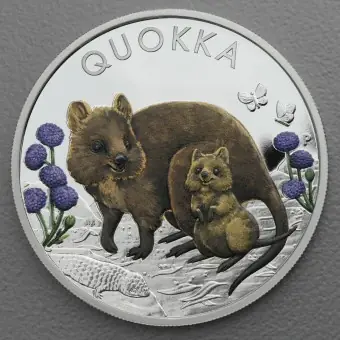 Sichere Zahlung Silbermünze 1oz "Quokka" 2022 (PP/koloriert) (Australien)