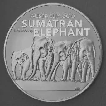 Silbermünze 1oz "Sumatra-Elefant" 2022 Australia Zoo (Australien) Begrenztes Angebot