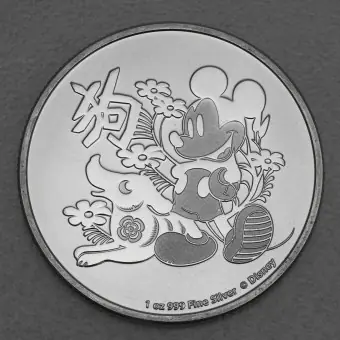 Silbermünze 1oz "Mickey & Lunar Dog" 2018 Disney (Niue) Großhandel