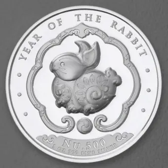 Silbermünze 1oz "Hase" 2023 (PP/HR) Lunar diff. (Bhutan) Zertifiziert