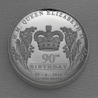 Limited Edition Silbermünze 1oz "90th Birthday" 2016 (PP/HR) H. M. Queen Elizabeth II. (Australia)