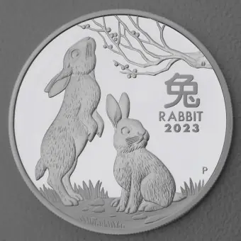 Billig Silbermünze 1oz "Hase" 2023 (PP) Lunar III – Year of the Rabbit (Australien)