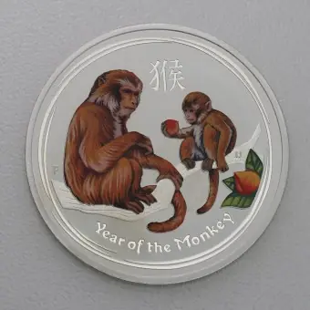 Highlight Silbermünze 1oz "Affe" 2016 (koloriert) Lunar II – Year of the Monkey (Australien)