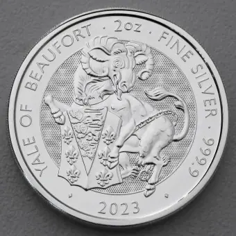 Silbermünze 2oz "Yale of Beaufort" 2023 Royal Tudor Beasts diff. (Großbritannien) Premium