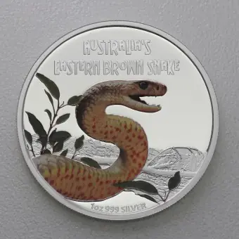 Silbermünze 1oz "Eastern Brown Snake" 2010 (PP/koloriert) Deadly and Dangerous (Tuvalu) Finale Aktion