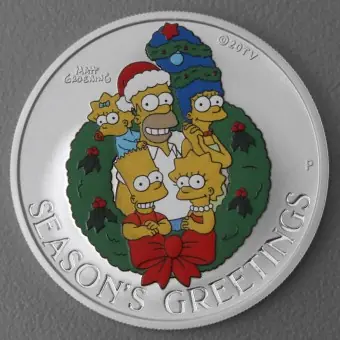 Im Trend Silbermünze 1oz "Simpsons Season's Greetings" 2022 (koloriert) The Simpsons (Tuvalu)