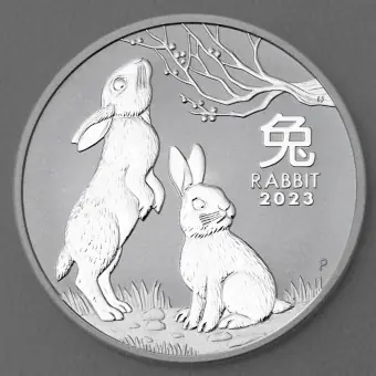 Schneller Versand Silbermünze 1oz "Hase" 2023 Lunar III – Year of the Rabbit (Australien)