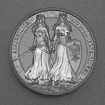 Schnäppchen Silbermedaille 2oz "Polonia & Germania" 2022 Allegories (Polen)