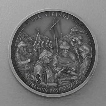 Wochenendangebot Silbermünze 1/2oz "Trading Post" 2022 (AF) Vikings (Samoa)
