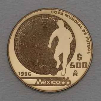 Schneller Versand Goldmünze 500 Pesos "Fußballspieler" 1986 Fußballweltmeisterschaft 1986 (Mexiko)