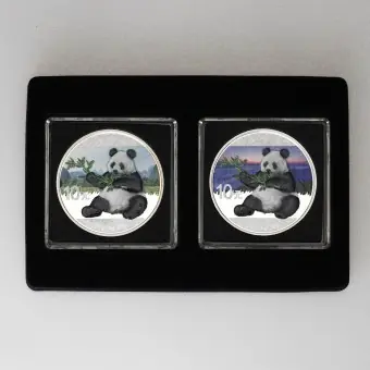 Echt Silbermünzen 2 x 30g "Panda" 2017 (koloriert) Set – 2-teilig Night & Day (China)