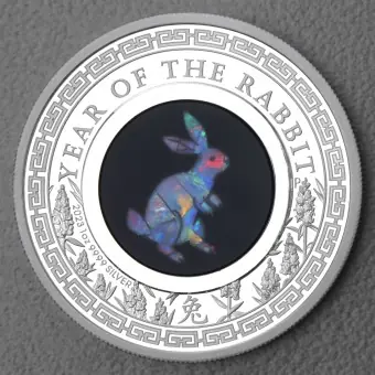 Jetzt Zugreifen Silbermünze 1oz "Hase" 2023 (PP) Opal Lunar – Year of the Rabbit (Australien)