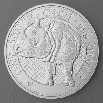 Limited Edition Silbermünze 1oz "Rhino" 2022 Cash Coin Indian Wildlife (St. Helena)