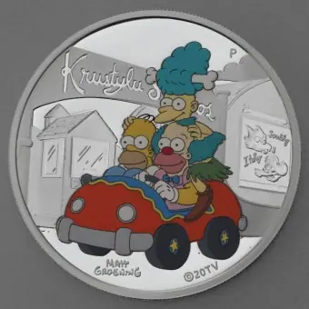 Schnäppchen Silbermünze 1oz "Krustylu Studios" 2022 (PP/kol.) The Simpsons (Tuvalu)