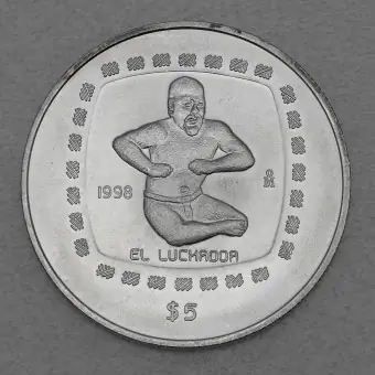 Beliebt Silbermünze 1oz "Ringkämpfer" 1998 Präkolumbische Kulturen – Olmeken (Mexiko)