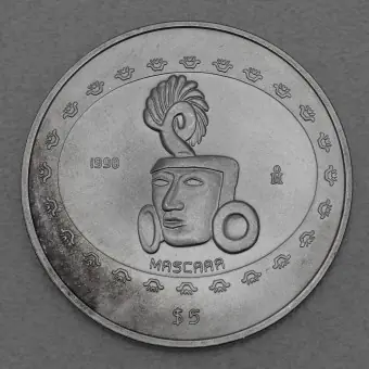 Original Silbermünze 1oz "Maske" 1998 Präkolumbische Kulturen – Teotihuacan (Mexiko)