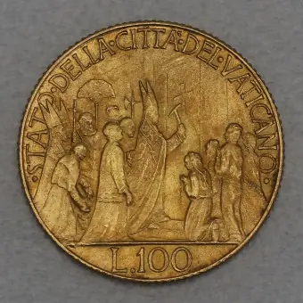 Goldmünze 100 Lire "Pius XII." 1950 Öffnung der Tür zum Heiligen Jahr (Vatikanstadt) Großhandel