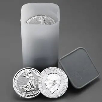 Aktuell Silbermünze 25 x 1oz "Britannia" 2023 Tube Charles III. (Großbritannien)