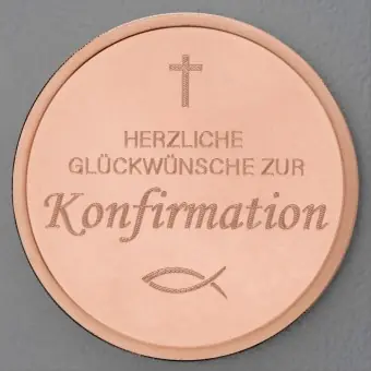 Kupfermedaille "Konfirmation" Gravurmedaille Kracherpreis