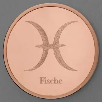 Kupfermedaille "Sternzeichen Fische" Gravurmedaille Finale Aktion