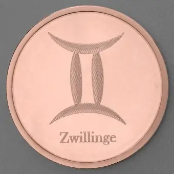 Kupfermedaille "Sternzeichen Zwillinge" Gravurmedaille Markenware