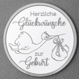 Silbermedaille 1oz "Zur Geburt" Gravurmedaille Neue Ware