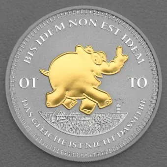 Hochwertig Silbermünze 1oz "Bis Idem Non Est Idem" 2023 (vergoldet) Ottifanten – Ottirand 19% (Tuvalu)
