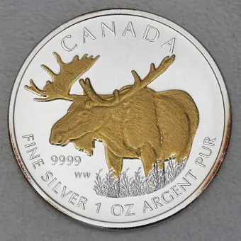 Silbermünze 1oz "Elch" 2012 (vergoldet) Wildlife Canada (Kanada) Schnäppchen