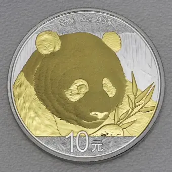 Silbermünze 30g "Panda" 2018 (vergoldet) (China) Kostenloser Rückversand
