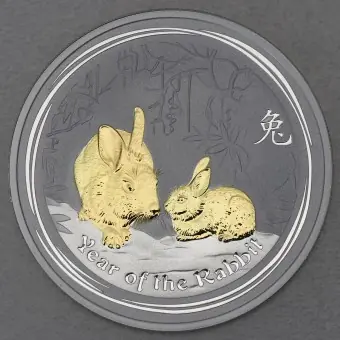 Hochwertig Silbermünze 1oz "Hase" 2011 (vergoldet) Lunar II – Year of the Rabbit (Australien)