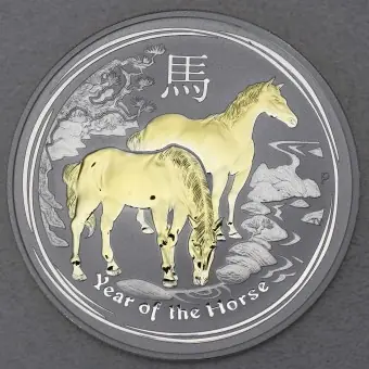 Sofort Bestellen Silbermünze 1oz "Pferd" 2014 (vergoldet) Lunar II – Year of the Horse (Australien)
