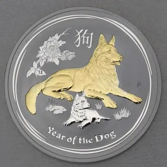 Im Trend Silbermünze 1oz "Hund" 2018 (vergoldet) Lunar II – Year of the Dog (Australien)