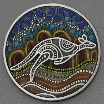 Silbermünze 2oz "Kangaroo Yongka" 2023 Antique Finish koloriert Letzte Chance