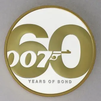 Markenware Silbermünze 2oz "James Bond 007" 2022 (PP/vergol.) 60 Years of James Bond (Tuvalu)