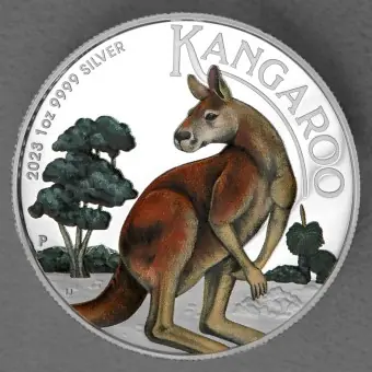 Silbermünze 1oz "Känguru" 2023 (PP/HR/koloriert) (Australien) Limited Edition