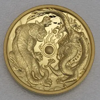 Mega-Angebot Goldmünze 2oz "Dragon+Tiger" 2018 Chinese Myths & Legends