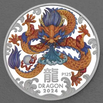 Ausverkauf Silbermünze 1oz "Drache" 2024 (PP/koloriert) Lunar III – Year of the Dragon (Australien)