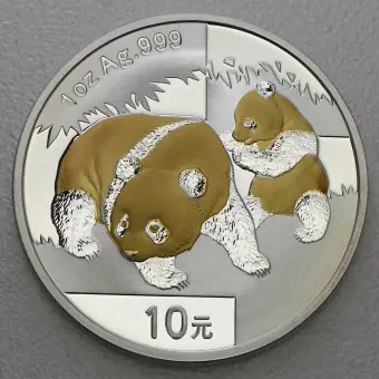 Geld-Zurück-Garantie Silbermünze 1oz "Panda" 2008 (vergoldet) (China)