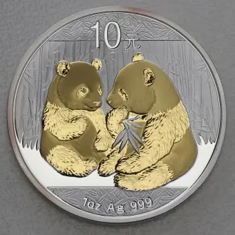 Silbermünze 1oz "Panda" 2009 (vergoldet) (China) Bestseller