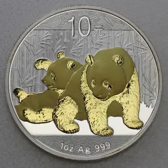 Silbermünze 1oz "Panda" 2010 (vergoldet) (China) Expressversand