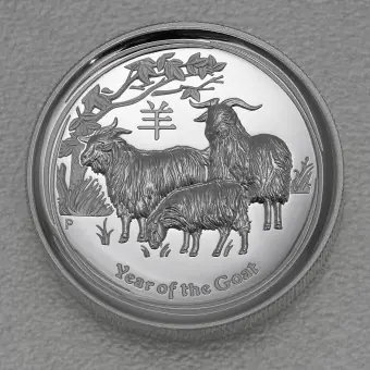 Silbermünze 1oz "Ziege" 2015 (PP/HR) Lunar II – Year of the Goat (Australien) Preisknaller