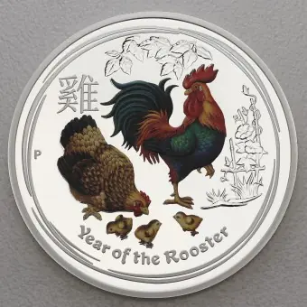 Jetzt Zugreifen Silbermünze 1oz "Hahn" 2017 (PP/koloriert) Lunar II – Year of the Rooster (Australien)