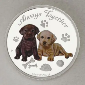 Silbermünze 1/2oz "Labrador Puppies 2016" (Tuvalu) Always Together (Tuvalu) Neu