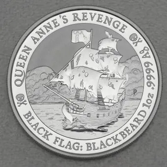 Silbermünze 1oz "Anne's Revenge - Blackbeard" 2019 Black Flag Serie (Tuvalu) Schneller Versand