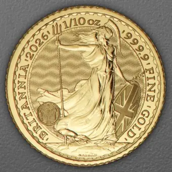 Goldmünze 1/10oz "Britannia" aktueller Jahrgang (Großbritannien) Schneller Versand